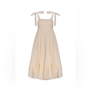 Cream shoulder tie midi gown